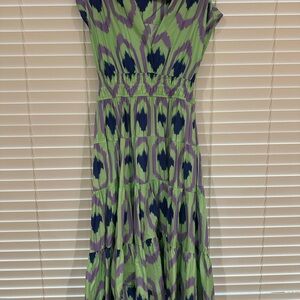 Oliphant Green, Purple & Navy Patterned Maxi Dress
